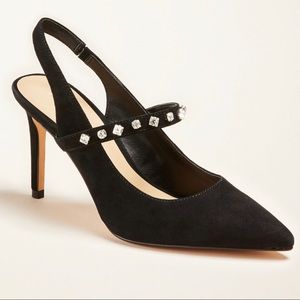 Ann Taylor Black Suede Sling Back Shoes NWT